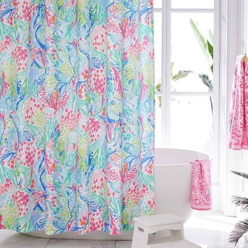 PBK x Lilly Pulitzer Mermaid Cove Shower Curtain NWT